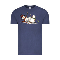 Vintage Denim snowman with wine Vintage Tee - MaliasSmallBusiness