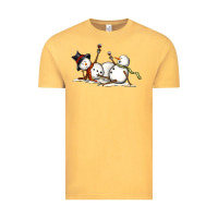 Vintage Mustard snowman with wine Vintage Tee - MaliasSmallBusiness