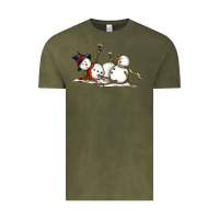 Vintage Olive snowman with wine Vintage Tee - MaliasSmallBusiness