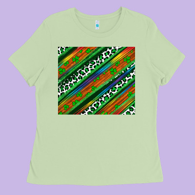 St Patricks Day Leopard Rainbow Ladies Tee Designed By Artiststas