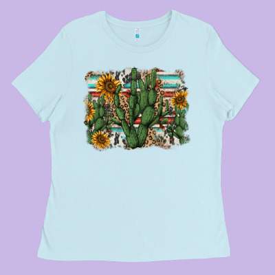 Serape Sunflowers Cactus Ladies Tee Designed By Adodesignshop