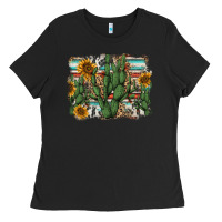 Black serape sunflowers cactus Ladies Tee - AdoDesignShop