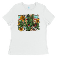White serape sunflowers cactus Ladies Tee - AdoDesignShop