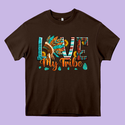 Love My Tribe Native American Indian Headdress Heavy Core Tee Designed By Artiststas