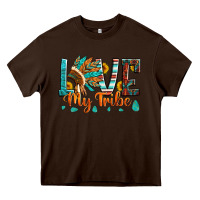 Chocolate Brown love my tribe native american indian headdress Heavy Core Tee - Artiststas