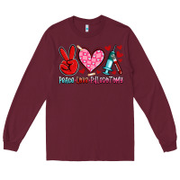 Burgundy peace love phlebotomy Long Sleeve Tee - Artiststas