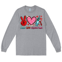 Heather Grey peace love phlebotomy Long Sleeve Tee - Artiststas