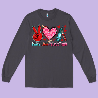 Peace Love Phlebotomy Long Sleeve Tee Designed By Artiststas