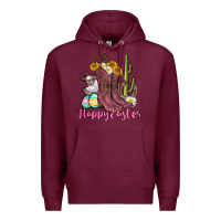 Burgundy Happy Easter western Easter Day Premium Hoodie - CowGirlArtShop