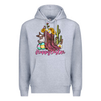 Heather Grey Happy Easter western Easter Day Premium Hoodie - CowGirlArtShop