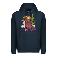 Navy Happy Easter western Easter Day Premium Hoodie - CowGirlArtShop