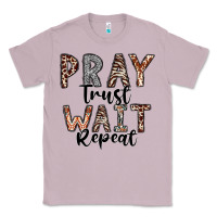 Lilac Pray Trust Wait Repeat Classic Tee - CowhideDigitalArt