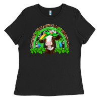 Black st patricks cow rainbow Ladies Tee - Artiststas