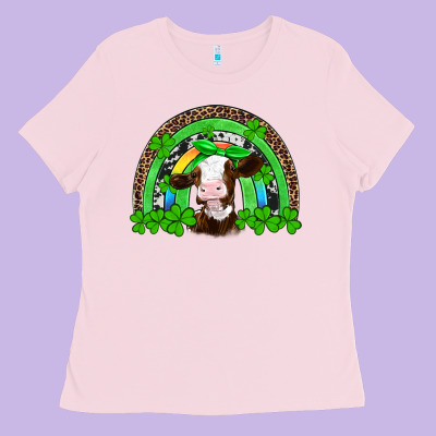 St Patricks Cow Rainbow Ladies Tee Designed By Artiststas