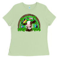 Matcha st patricks cow rainbow Ladies Tee - Artiststas
