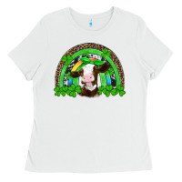White st patricks cow rainbow Ladies Tee - Artiststas