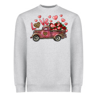 Heather Grey love truck with roses and leopard Heavyweight Sweatshirt - RanaPortraitStore