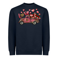 Navy love truck with roses and leopard Heavyweight Sweatshirt - RanaPortraitStore