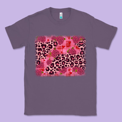 Valentine's Day Roses Leopard Background Classic Tee Designed By Jahusdesignshop