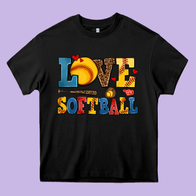 Love Softball Heavy Core Tee Designed By Adodesignshop