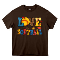 Chocolate Brown love softball Heavy Core Tee - AdoDesignShop