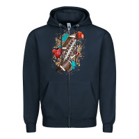 Navy Football lightning bolt leopard Zipper Hoodie - HowdyJamesFarm