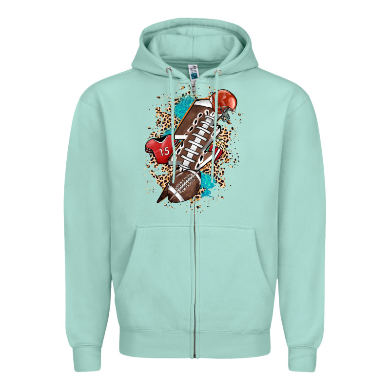 Football Lightning Bolt Leopard Zipper Hoodie by HowdyJamesFarm | Teevron