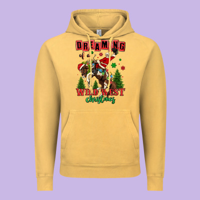 Dreaming Of A Wild West Christmas Cowboy Santa Vintage Hoodie Designed By Maliassmallbusiness