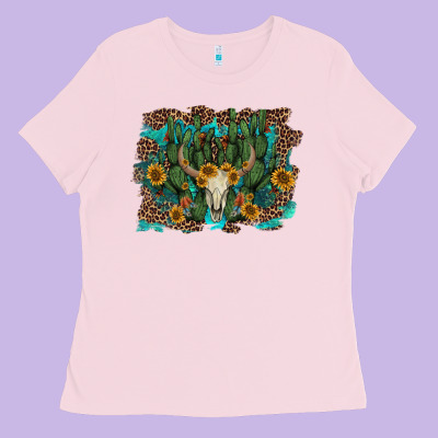 Leopard Bull Skull Cactus Sunflowers Ladies Tee Designed By Adodesignshop