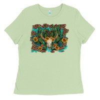 Matcha leopard bull skull cactus sunflowers Ladies Tee - AdoDesignShop