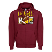 Burgundy Football mom yellow team color Zipper Hoodie - HowdyJamesFarm