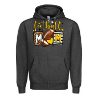 Charcoal Heather Football mom yellow team color Zipper Hoodie - HowdyJamesFarm