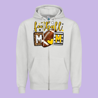 Football Mom Yellow Team Color Zipper Hoodie Designed By Howdyjamesfarm