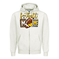 Oatmeal Heather Football mom yellow team color Zipper Hoodie - HowdyJamesFarm