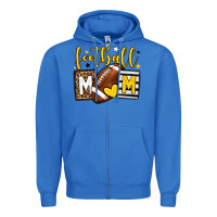 True Royal Football mom yellow team color Zipper Hoodie - HowdyJamesFarm
