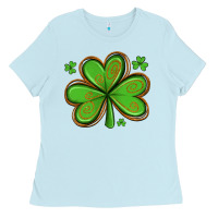 Baby Blue st patricks day shamrock with glitter Ladies Tee - Artiststas