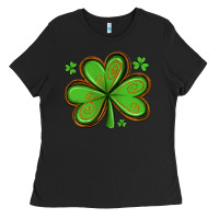 Black st patricks day shamrock with glitter Ladies Tee - Artiststas