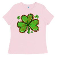 Bubblegum Pink st patricks day shamrock with glitter Ladies Tee - Artiststas
