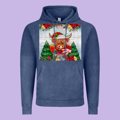 Christmas Cow Vintage Hoodie Designed By Maliassmallbusiness