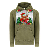 Vintage Olive christmas cow Vintage Hoodie - MaliasSmallBusiness