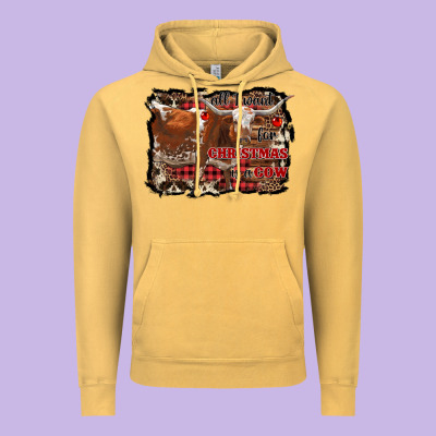 All I Want For Christmas Is A Cow Vintage Hoodie Designed By Ranaportraitstore