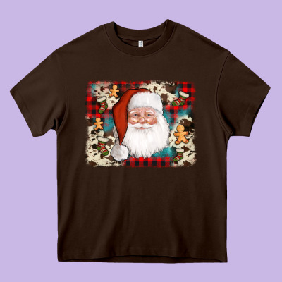 Cowhide Santa Cookie Socks Background Heavy Core Tee Designed By Adodesignshop