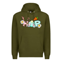 Army Green Hop bunny Easter Day Premium Hoodie - CowGirlArtShop