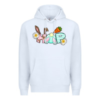 White Hop bunny Easter Day Premium Hoodie - CowGirlArtShop