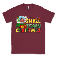 Burgundy Small town Christmas Classic Tee - NancyCooperArtShop