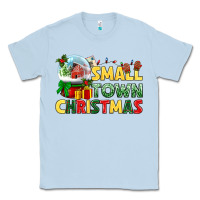 Dusty Blue Small town Christmas Classic Tee - NancyCooperArtShop