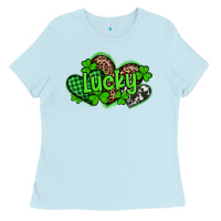 Baby Blue st patricks day lucky western hearts Ladies Tee - Artiststas