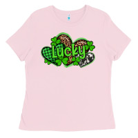 Bubblegum Pink st patricks day lucky western hearts Ladies Tee - Artiststas