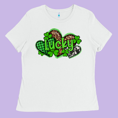 St Patricks Day Lucky Western Hearts Ladies Tee Designed By Artiststas