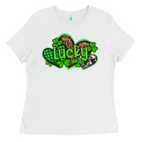 White st patricks day lucky western hearts Ladies Tee - Artiststas